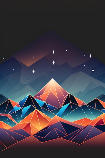 A colorful mountain with a dark background and the words'mountain'on the bottom.