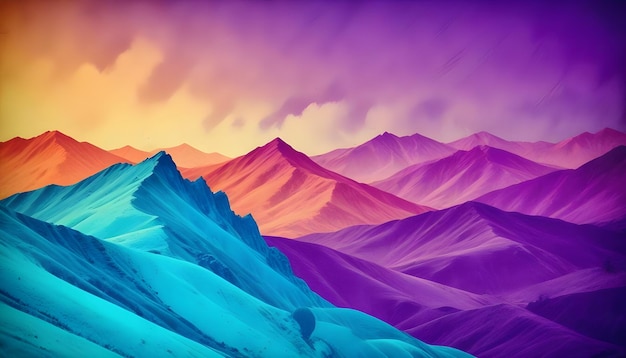 colorful mountains are in the sky and the clouds are colored