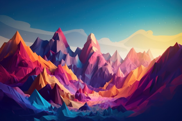 Colorful mountains in the sky