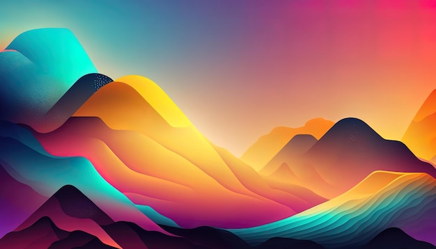 Colorful mountains with a colorful background