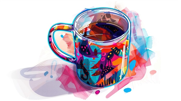 Photo a colorful mug with the words quot butterflies quot on it