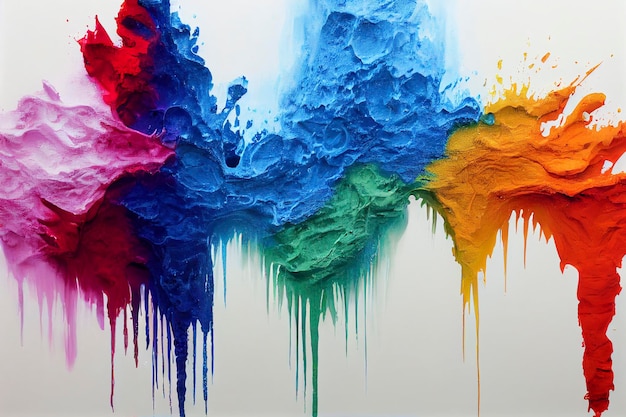 Colorful multicolored paints are covered with painting drops Multicolor abstraction Fantastic hypnotic surface