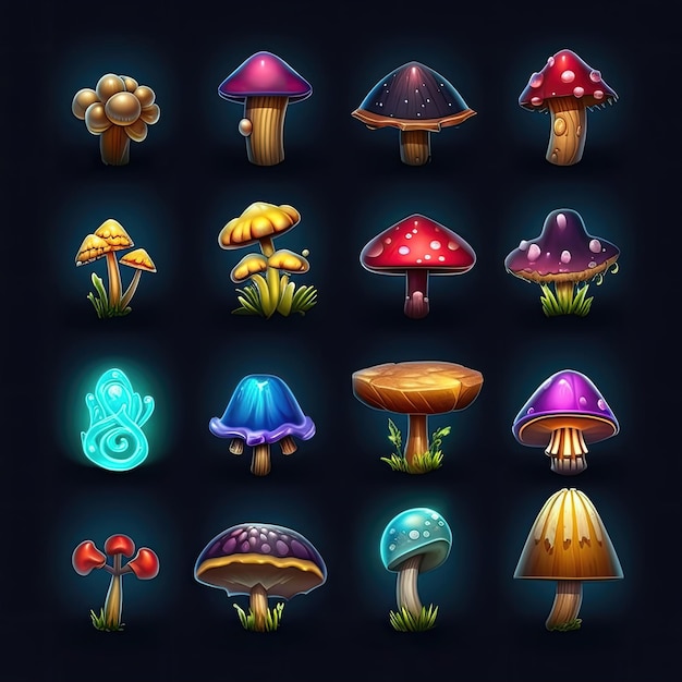 colorful mushroom magic ai generated forest psychedelic design fungus mystery plant colorful mushroom magic illustration