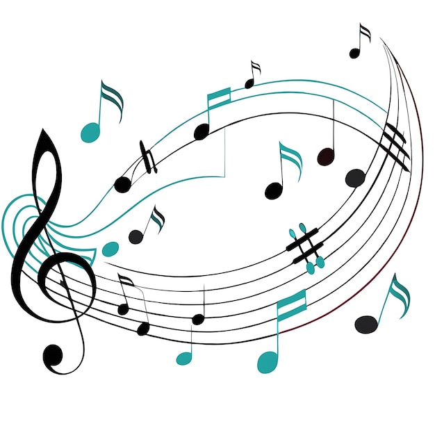 Photo a colorful music background with music notes and a white background