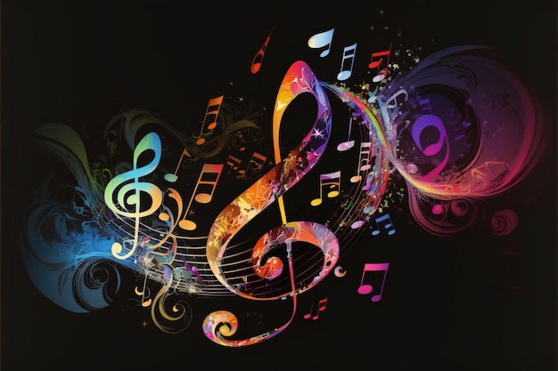 Colorful music notes background abstract background