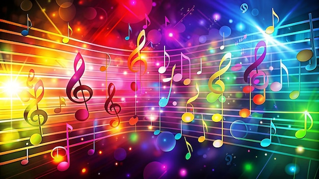 Colorful music notes background abstract sign and symbol