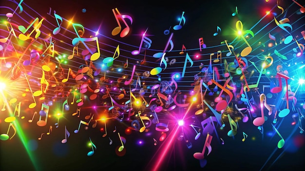 colorful music notes on a black background