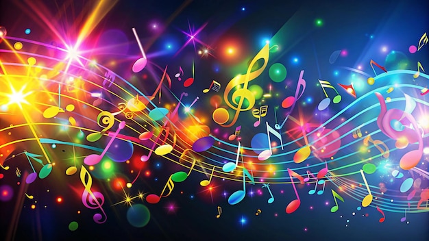 colorful music notes on a colorful background vector art illustration