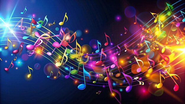 colorful music notes on a dark background