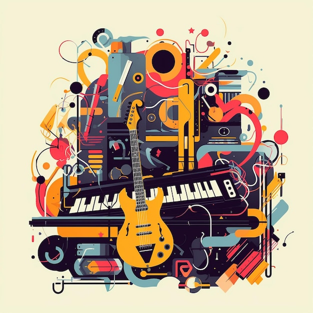 Colorful Music Vector Collection Guitar Clipart Music Symbols and More