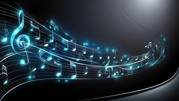 Photo a colorful musical background with music notes and a sound band