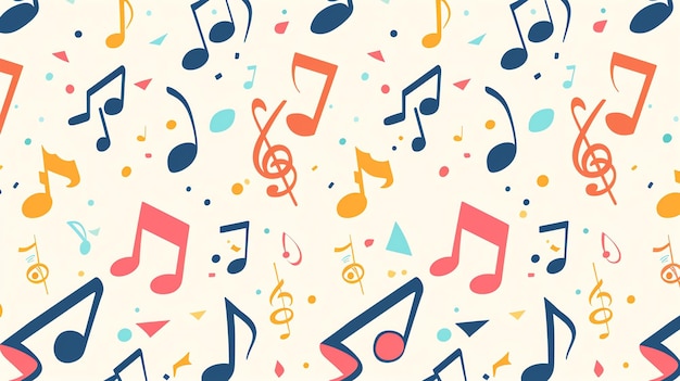 Colorful musical notes and symbols pattern