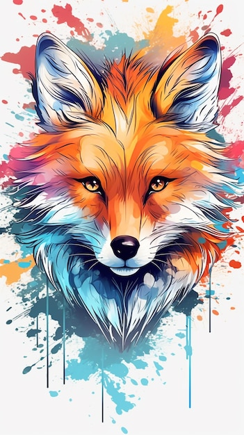 A colorful and mysterious illustration of a fox generative ai