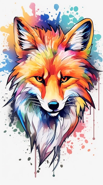 A colorful and mysterious illustration of a fox generative ai