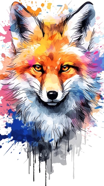 A colorful and mysterious illustration of a fox generative ai