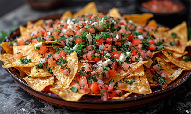 Photo colorful nacho platter