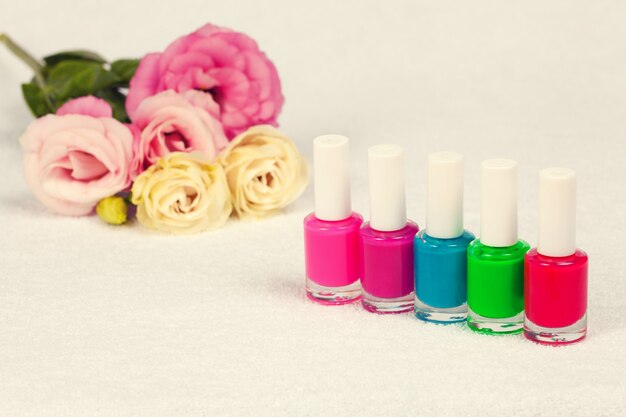 Colorful nail polish for manicure