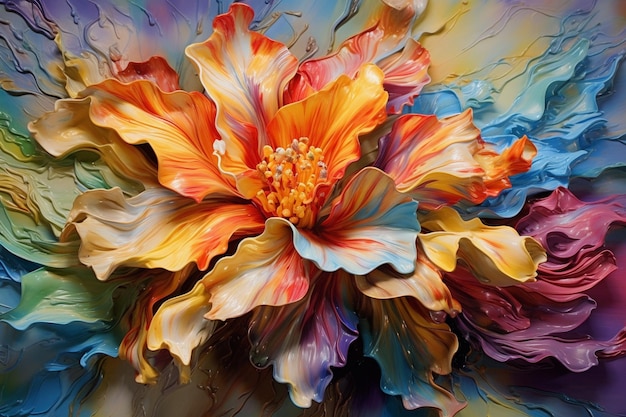 Colorful Natur Impasto Painting Art Ai generative