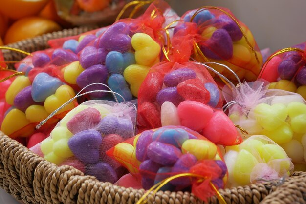 Colorful natural shop bar in a packet