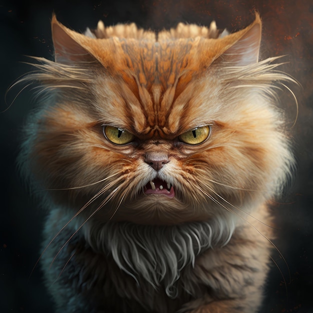 Colorful naturalistic angry cat Illustration AI Generative