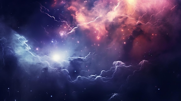 Colorful Nebula In Dreamy Surrealism Ethereal Cloudscapes And Glowing Stars