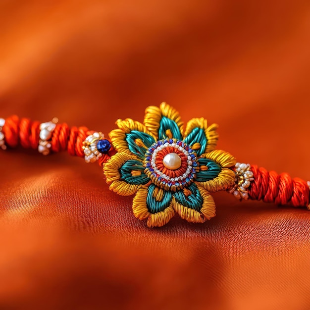 a colorful necklace with a flower design on it