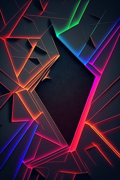 Colorful neon abstract background with geometric shapes