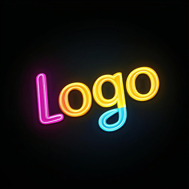 Photo colorful neon logo design with glowing letters