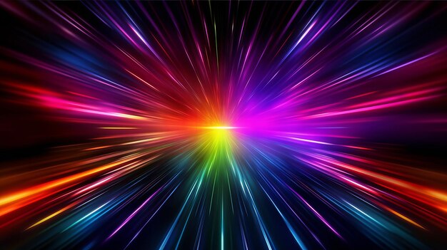 Colorful neon speed light lines background Fiber op AI generated illustration