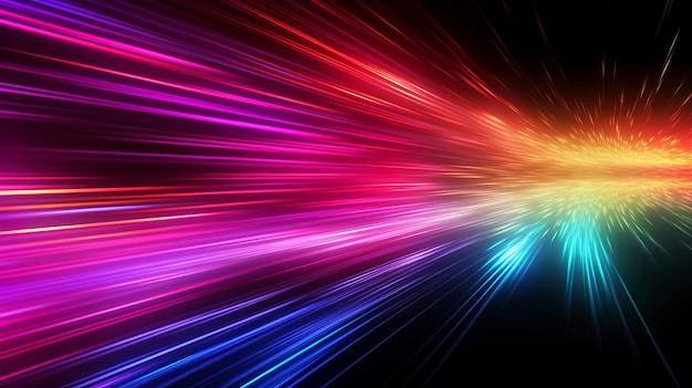 Colorful neon speed light lines background Fiber op AI generated illustration