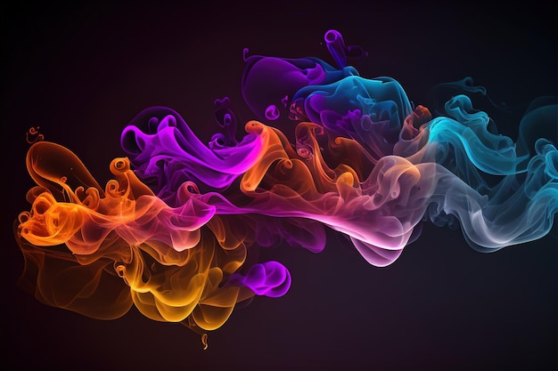 Colorful neon strings neon smoke 3D rendering Generative AI