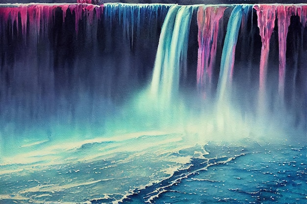 Colorful Niagara Falls Canada Beautiful photorealistic paintings