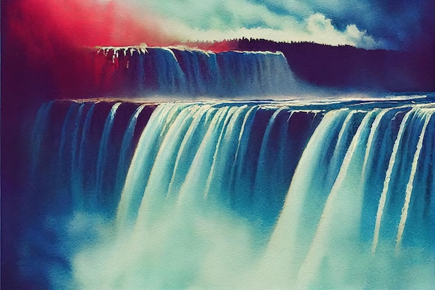 Colorful Niagara Falls Canada Beautiful photorealistic paintings