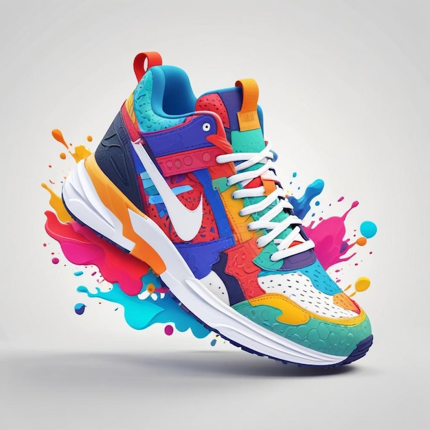 a colorful nike shoe with a nike logo on the side