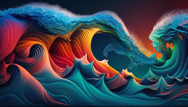 Colorful ocean waves abstact backgroundGenerative AI