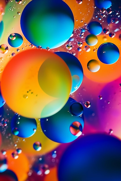 a colorful oil painting of some soap bubbles in a glass of water