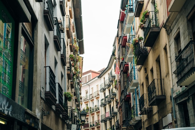 Colorful old basque neighborhood at bilbao, Spain. High quality photo