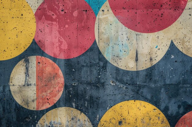 colorful old mixed cement texture with circle pattern abstract geometric background