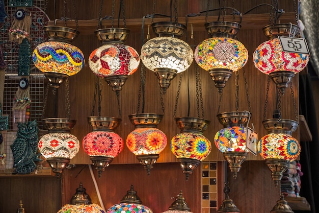 Colorful old Ottoman style Mosaic lamps