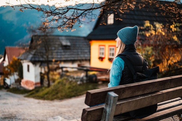 Colorful old wooden houses in Vlkolinec Unesco heritage Mountain village with a folk architecture Vlkolinec ruzomberok liptov slovakia