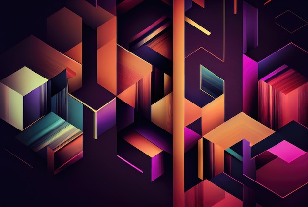 Colorful orange red blue purple and white colors lowpoly abstract background of geometric shape Generative AI