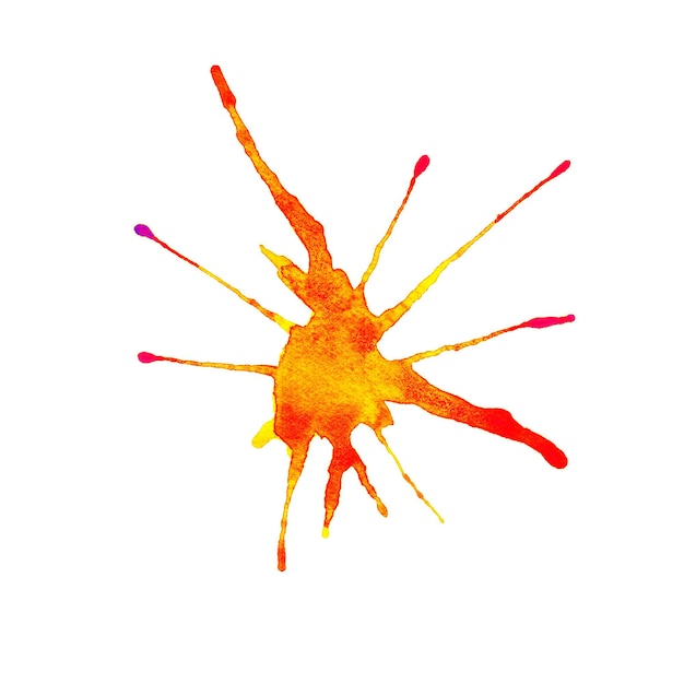 Colorful orange watercolor splash on white background