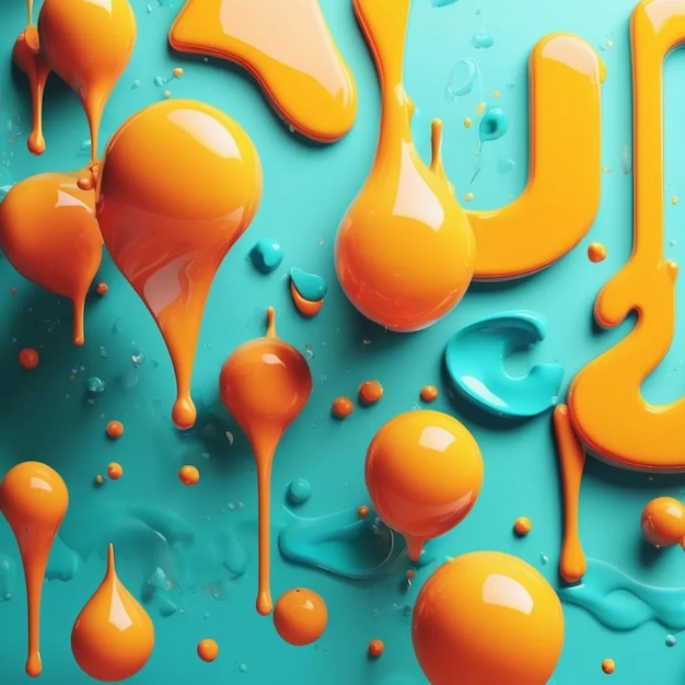 Photo a colorful orange and yellow splash of orange liquid is on a blue background