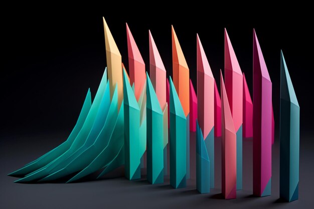 Photo colorful origami arrows