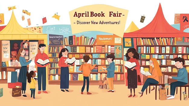 Photo colorful outdoor april book fair