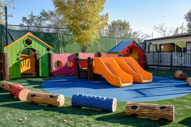 Photo colorful outdoor playground in sunshine