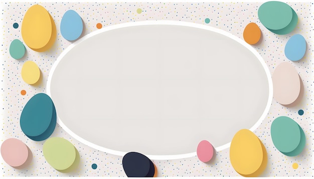 A colorful oval frame with a white oval in the middle.