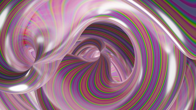 Colorful overlapped twisted line (3D Rendering)