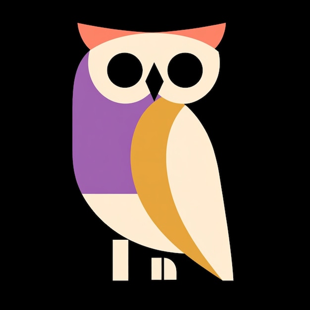 Photo a colorful owl with a purple and purple body and a purple and purple stripe on the front