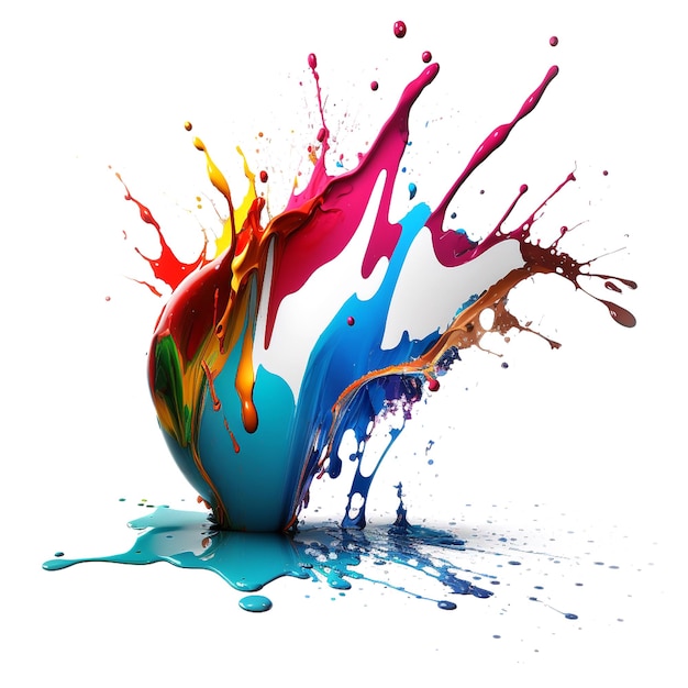 Colorful paint dripping Abstract color splash isolated on white background